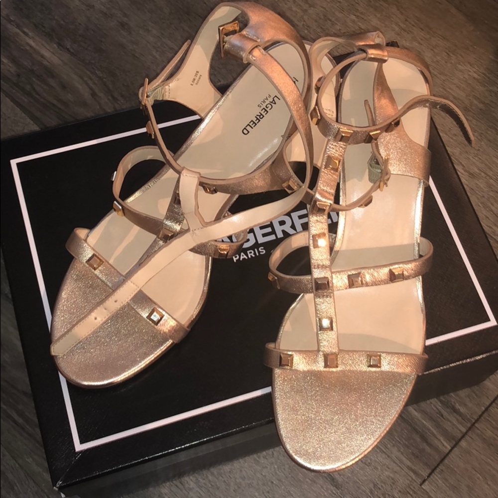 Karl lagerfeld rock stud sandals in gold color